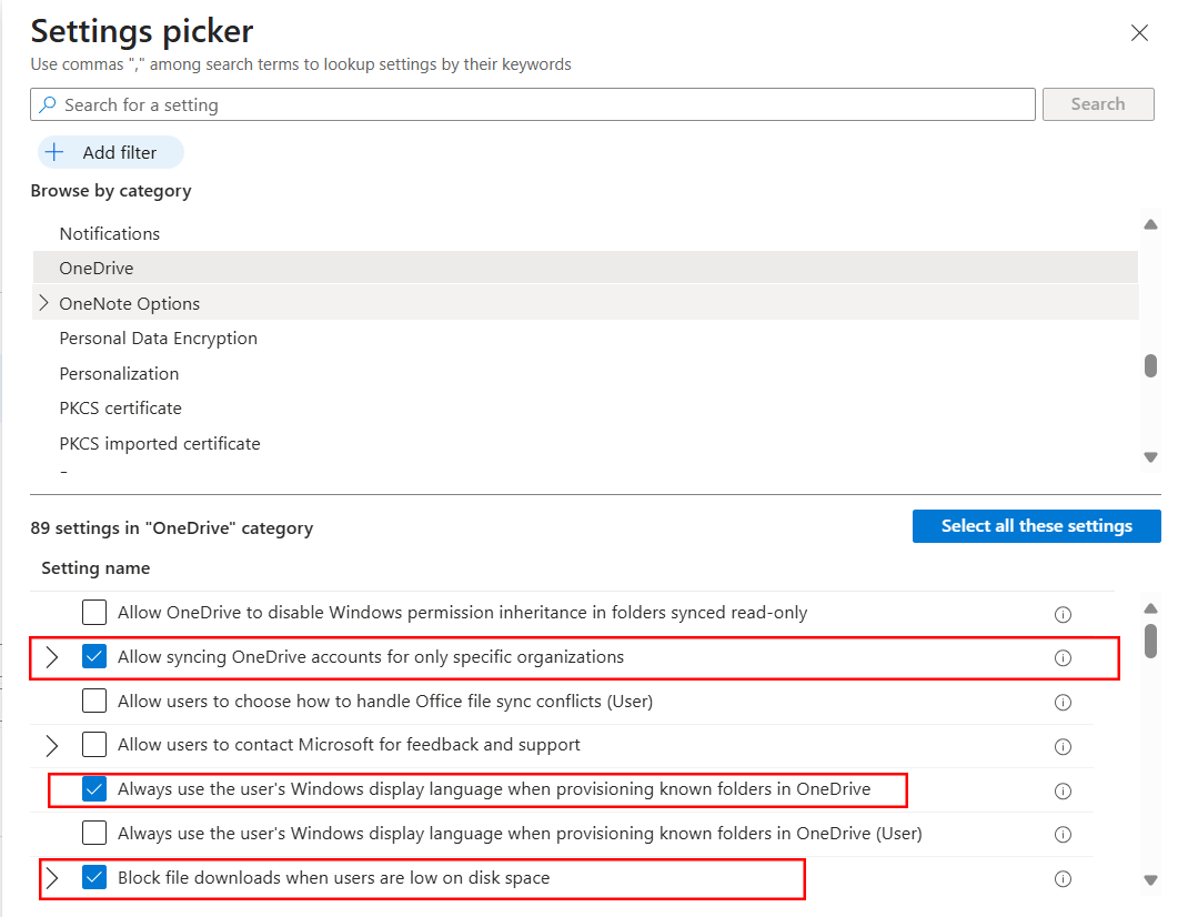 Onedrive settings catalog 01
