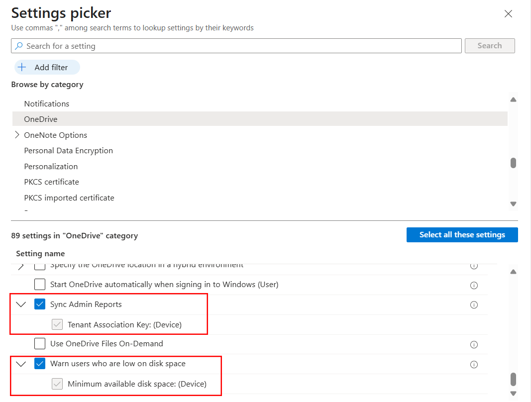 Onedrive settings catalog 06