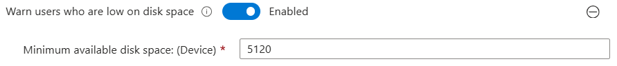Onedrive settings catalog 13 low disk space