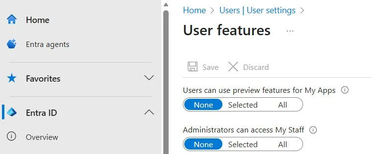 Microsoft Entra ID User Settings
