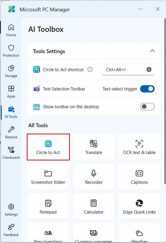 Microsoft PC Manager Print Screen