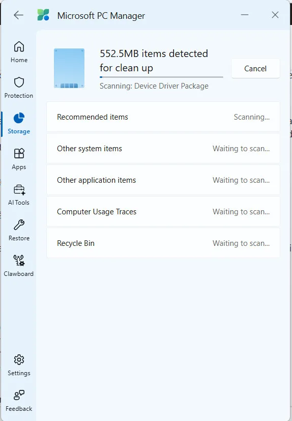 Microsoft PC Manager Storage Management