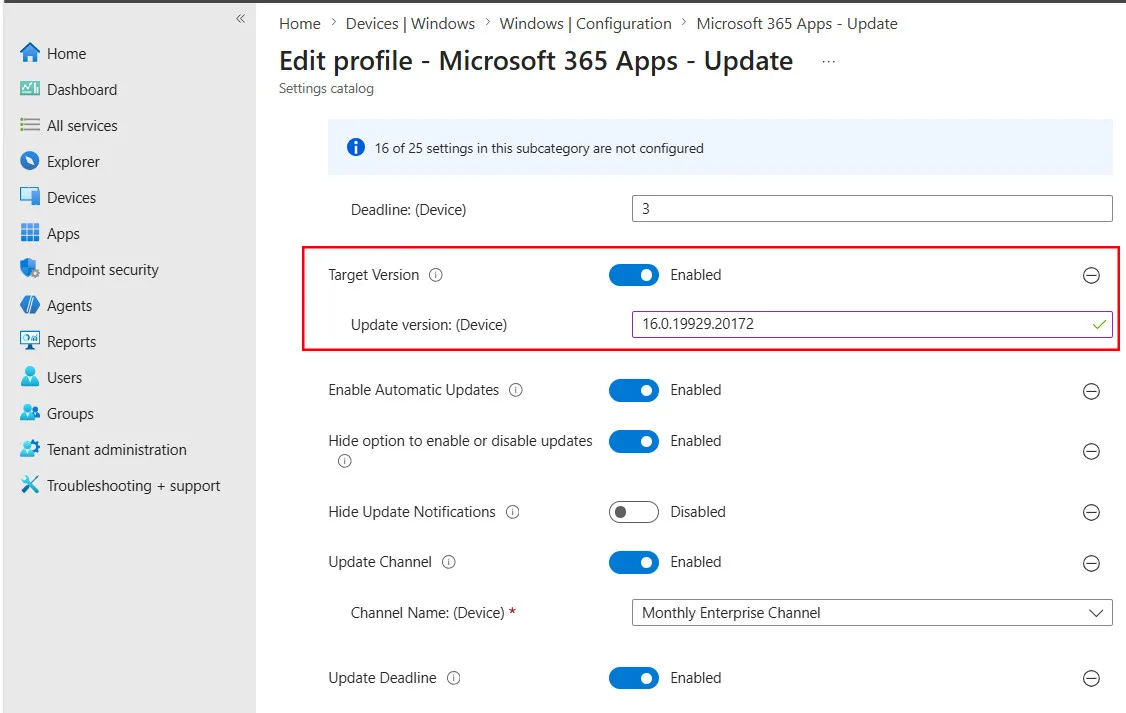 Microsoft 365 App version build