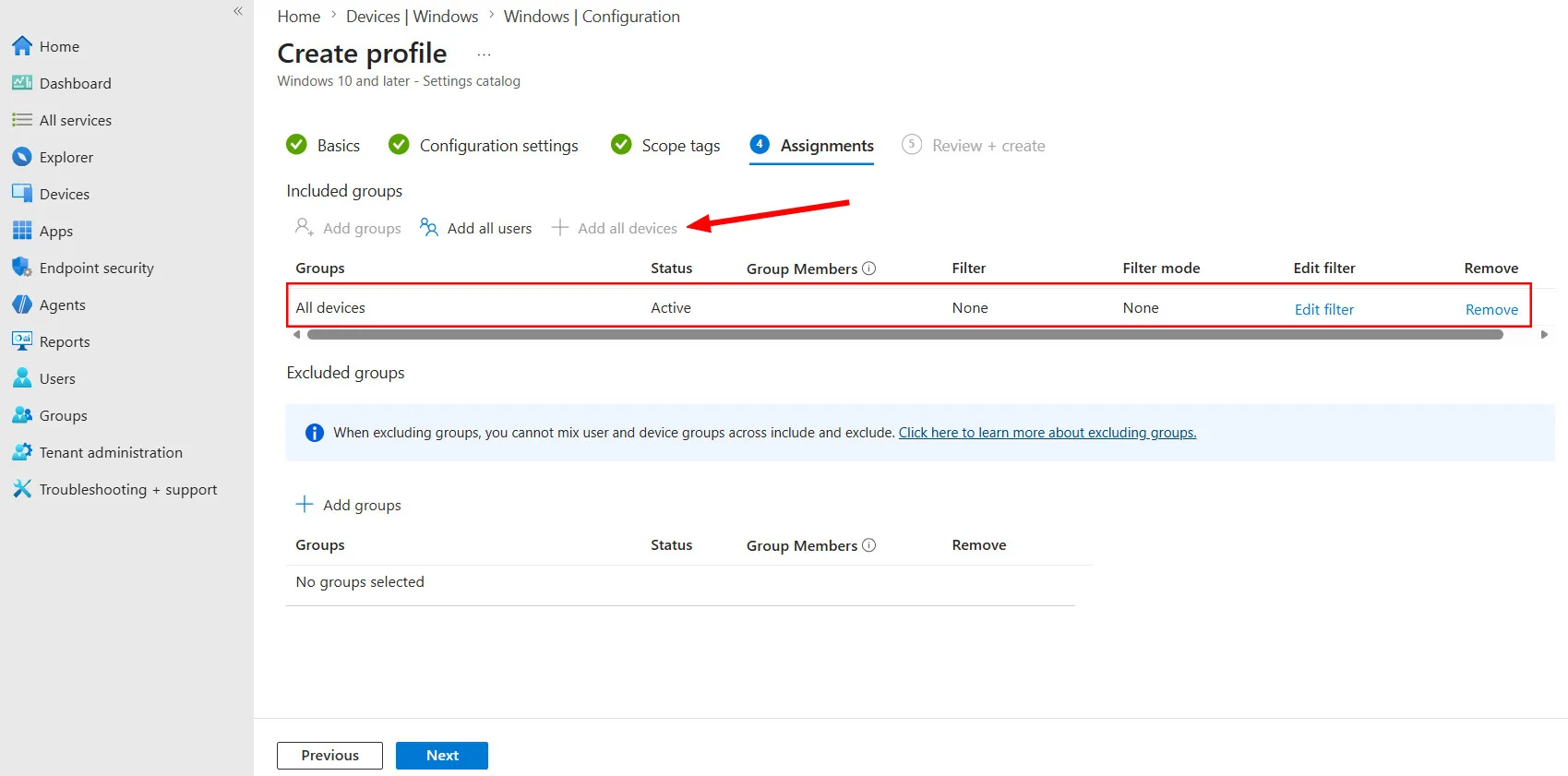 Intune settings catalog office update